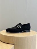 Dior Black Leather Monogram Penny Loafers