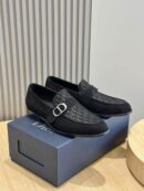 Dior Black Leather Monogram Penny Loafers