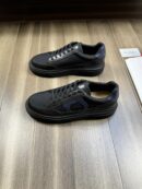 Ferragamo Men's Black Leather Mesh Gancini Low-Top Sneakers