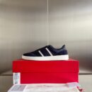 Ferragamo Men's Blue Striped Suede & Leather Low-Top Sneakers