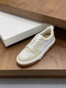 Ferragamo Men's Cream Low-Top Sneakers with Gum Sole
