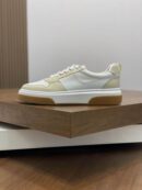 Ferragamo Men's Cream Low-Top Sneakers with Gum Sole
