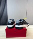 Ferragamo Men's Navy Grey Gancini Mixed-Material Sneakers