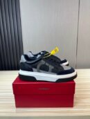 Ferragamo Men's Navy Grey Gancini Mixed-Material Sneakers