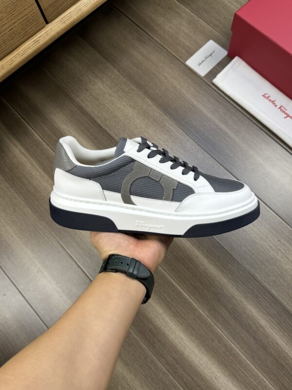 Ferragamo Men's Designer Two-Tone Gancini Sneakers - Image 4