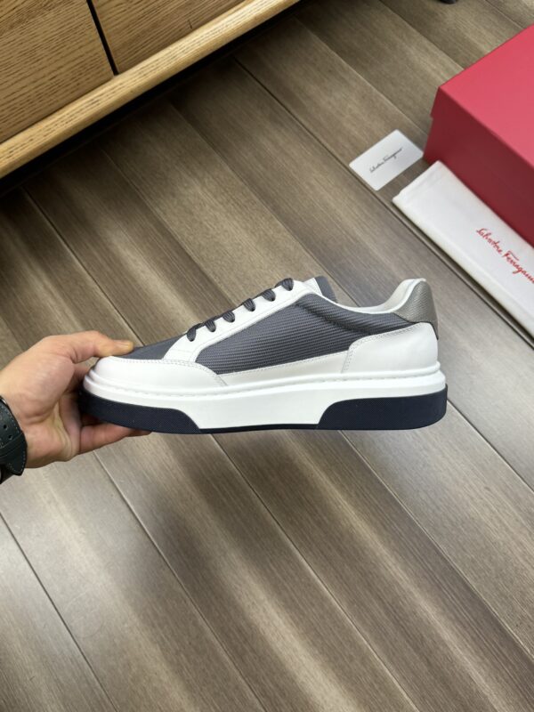 Ferragamo Men's Designer Two-Tone Gancini Sneakers - Image 5