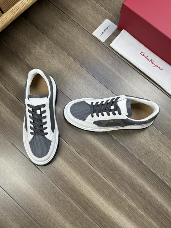 Ferragamo Men's Designer Two-Tone Gancini Sneakers - Image 6