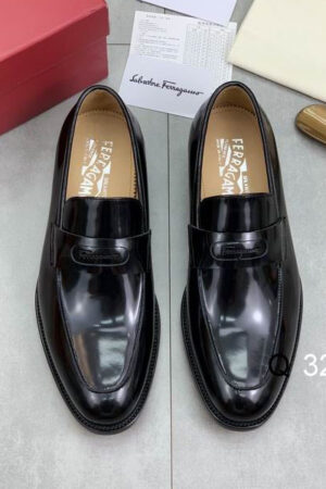 Classic Black Leather Penny Loafers (Shiny Finish)