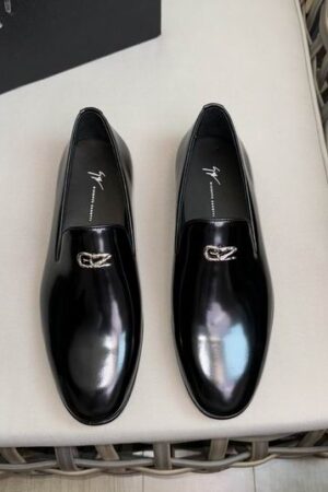Giuseppe Zanotti Black Patent Leather GZ Logo Loafers