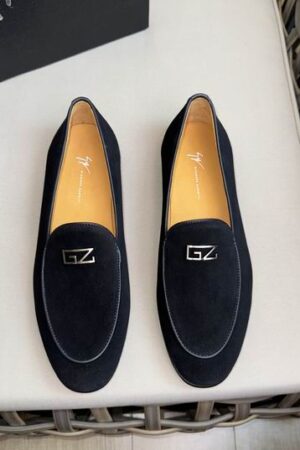 Giuseppe Zanotti Black Suede GZ Logo Loafers
