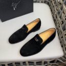 Giuseppe Zanotti Black Velvet GZ Logo Loafers