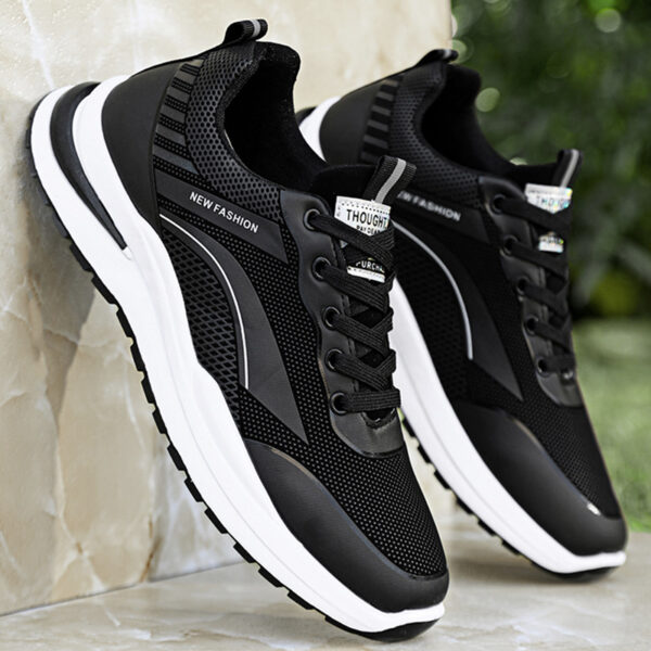 Lightweight Fashion Sneakers - Black & White - Image 2