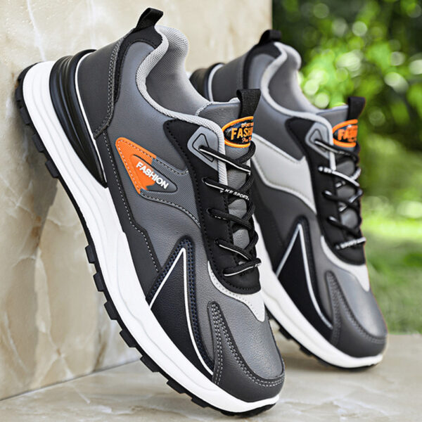 Lightweight Men's Fashion Sneakers - Black, White & Orange. - Image 3