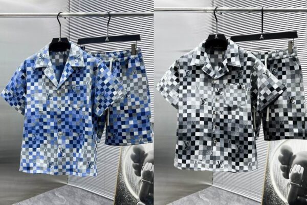 Louis Vuitton Checkered Monogram Shirt & Shorts Set