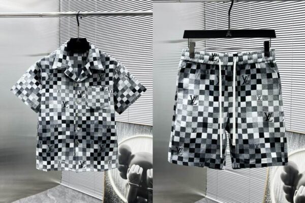 Louis Vuitton Checkered Monogram Shirt & Shorts Set - Image 5