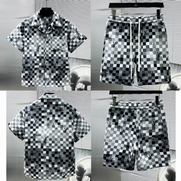 Louis Vuitton Checkered Monogram Shirt & Shorts Set - Image 3