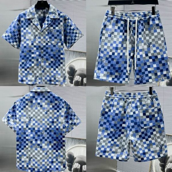 Louis Vuitton Checkered Monogram Shirt & Shorts Set - Image 2