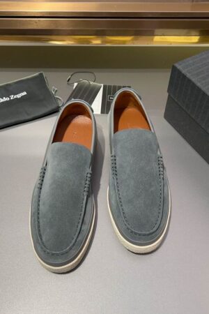 Luxurious Men's Grey Suede Slip-On Loafers