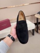 Classic Black Suede Penny Loafers