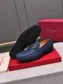 Elegant Blue Slip-On Shoes for Men with Silver Accent
