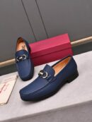 Elegant Blue Slip-On Shoes for Men with Silver Accent