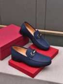 Elegant Blue Slip-On Shoes for Men with Silver Accent