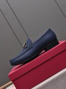 Elegant Blue Slip-On Shoes for Men with Silver Accent