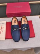Elegant Blue Slip-On Shoes for Men with Silver Accent