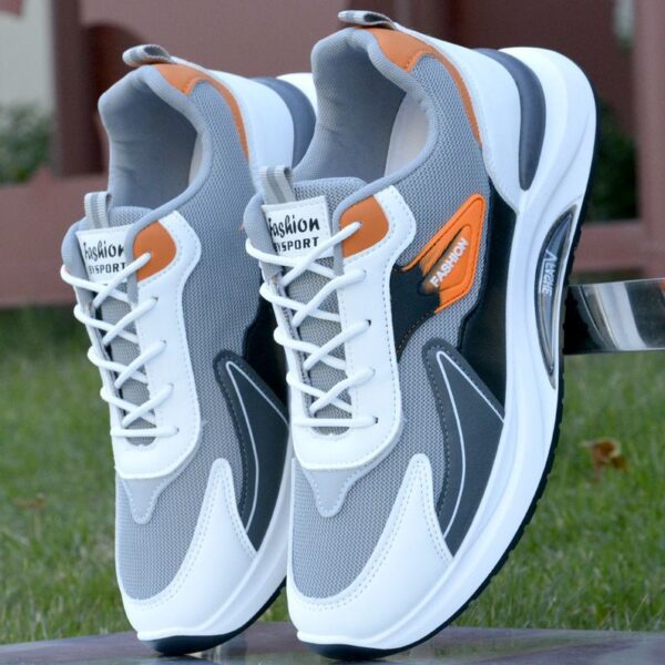 Modern Color-block Sneakers - Black, White & Green - Image 2