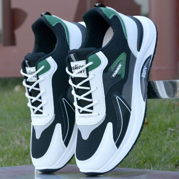 Modern Color-block Sneakers - Black, White & Green