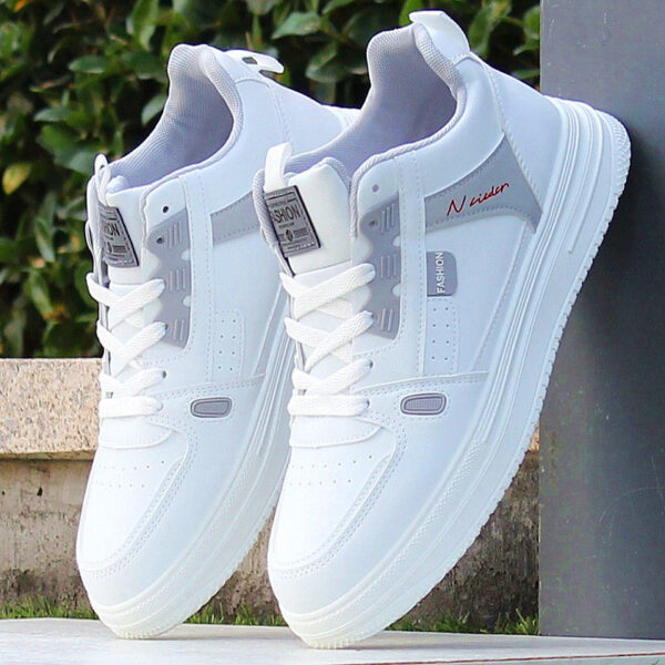 Modern Tri-Color Accent Sneakers - White, Blue & Gray. - Image 2
