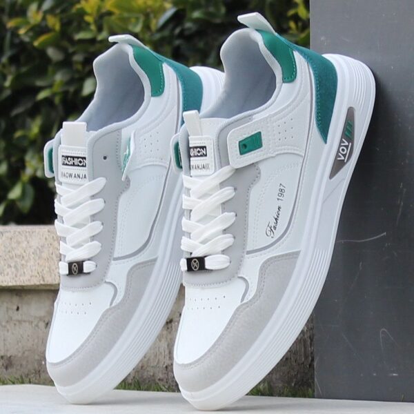 Modern White Sneakers - Green & Black or Gray Accents. - Image 2