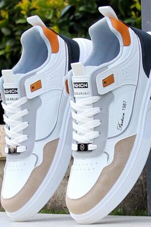 Modern White Sneakers - Green & Black or Gray Accents.