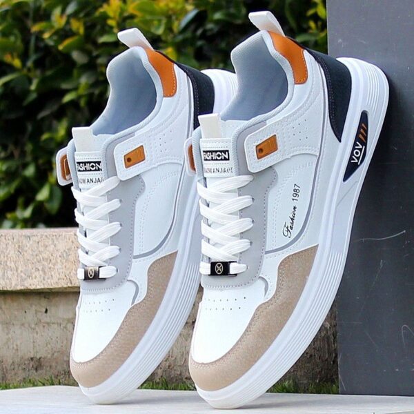 Modern White Sneakers - Green & Black or Gray Accents.