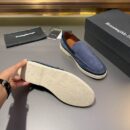Navy Blue Suede Slip-On Loafers