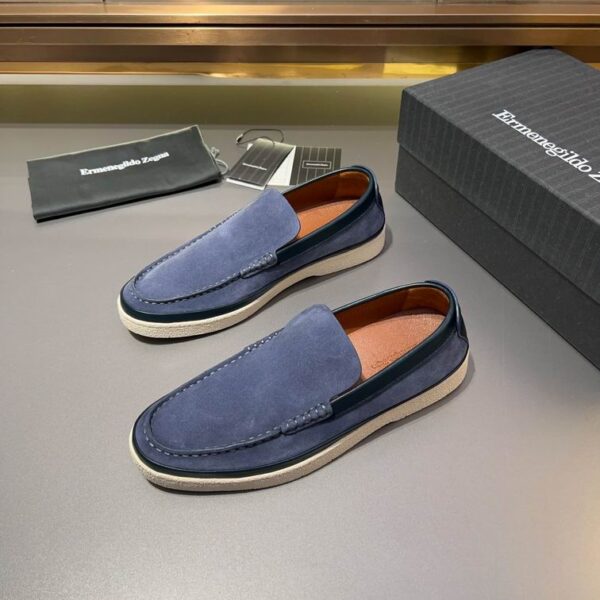 Navy Blue Suede Slip-On Loafers - Image 4