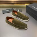 Olive Green Suede Slip-On Men's Loafers