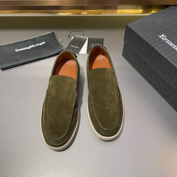 Olive Green Suede Slip-On Men's Loafers