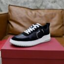 Salvatore Ferragamo Men's Black Leather Contrast Sneakers