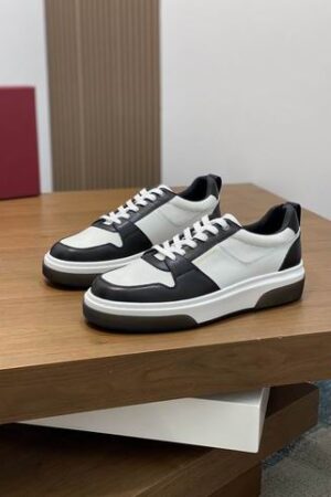 Salvatore Ferragamo Men's Black White Color-Block Sneakers