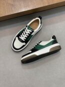 Ferragamo Men's Designer Green Stripe Leather Sneakers