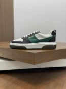 Ferragamo Men's Designer Green Stripe Leather Sneakers