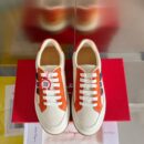 Ferragamo Men's Designer Orange Panel Leather Sneakers