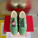 Salvatore Ferragamo Men's Green Leather Retro Runner Sneakers