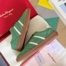 Salvatore Ferragamo Men's Green Leather Retro Runner Sneakers
