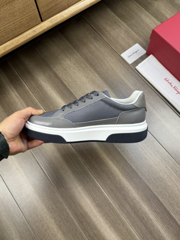 Salvatore Ferragamo Men's Grey Gancini Chunky Sneakers - Image 5