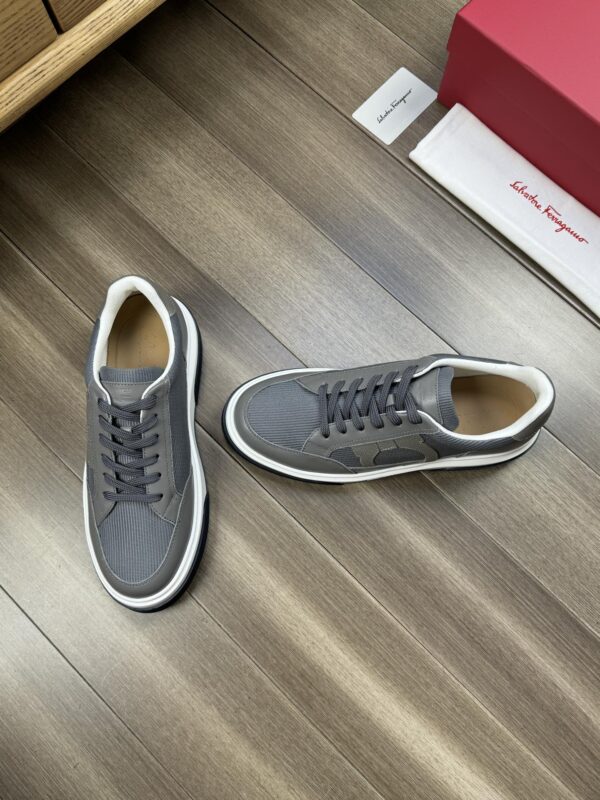 Salvatore Ferragamo Men's Grey Gancini Chunky Sneakers - Image 6