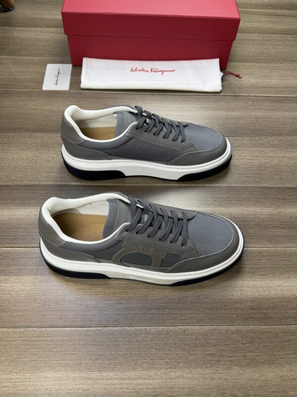 Salvatore Ferragamo Men's Grey Gancini Chunky Sneakers - Image 2
