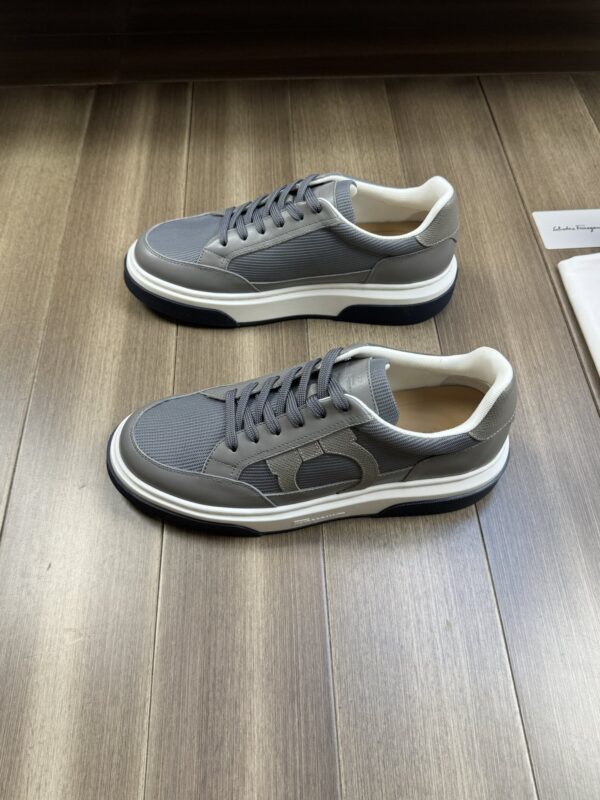 Salvatore Ferragamo Men's Grey Gancini Chunky Sneakers