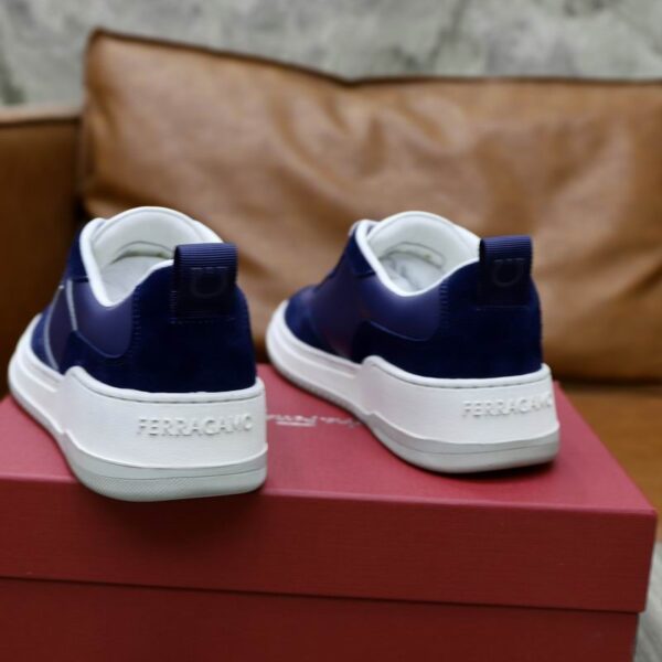 Salvatore Ferragamo Men's Navy Blue Leather Sneakers - Image 4